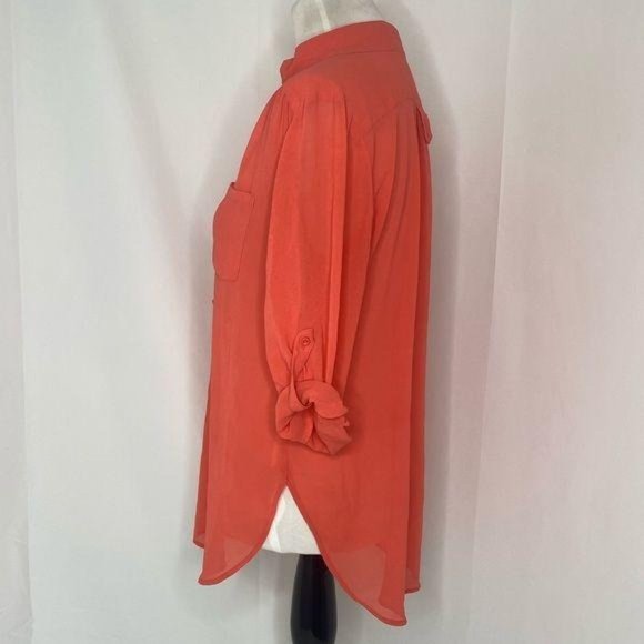 Women’s size large akira Chicago red label lightweight salmon color blouse - Picture 5 of 7